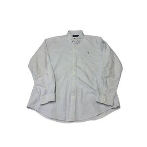 Polo Ralph Lauren Mens XL Classic Fit Blue White Striped Button Down Shirt